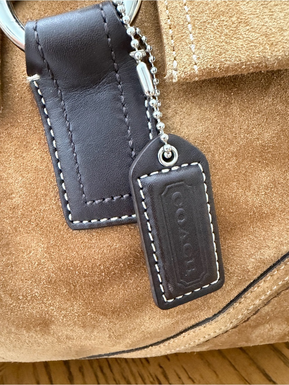 Coach Suede SoHo Flap Satchel Handbag in Caramel Brown - Picture 15 of 16